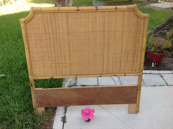 RATTAN PAGODA HEADBOARD / Seagrass Wrapped Rattan Bamboo Headboard / 42" x 42" tall Rattan Twin H... | Etsy (US)