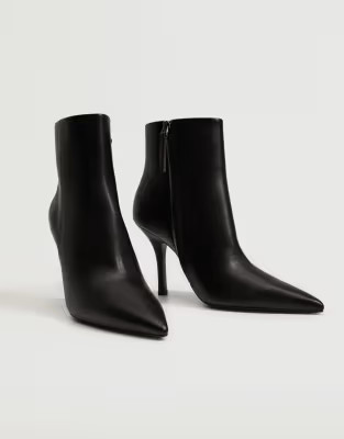 Mango pointed skinny heeled ankle boots in black | ASOS (Global)