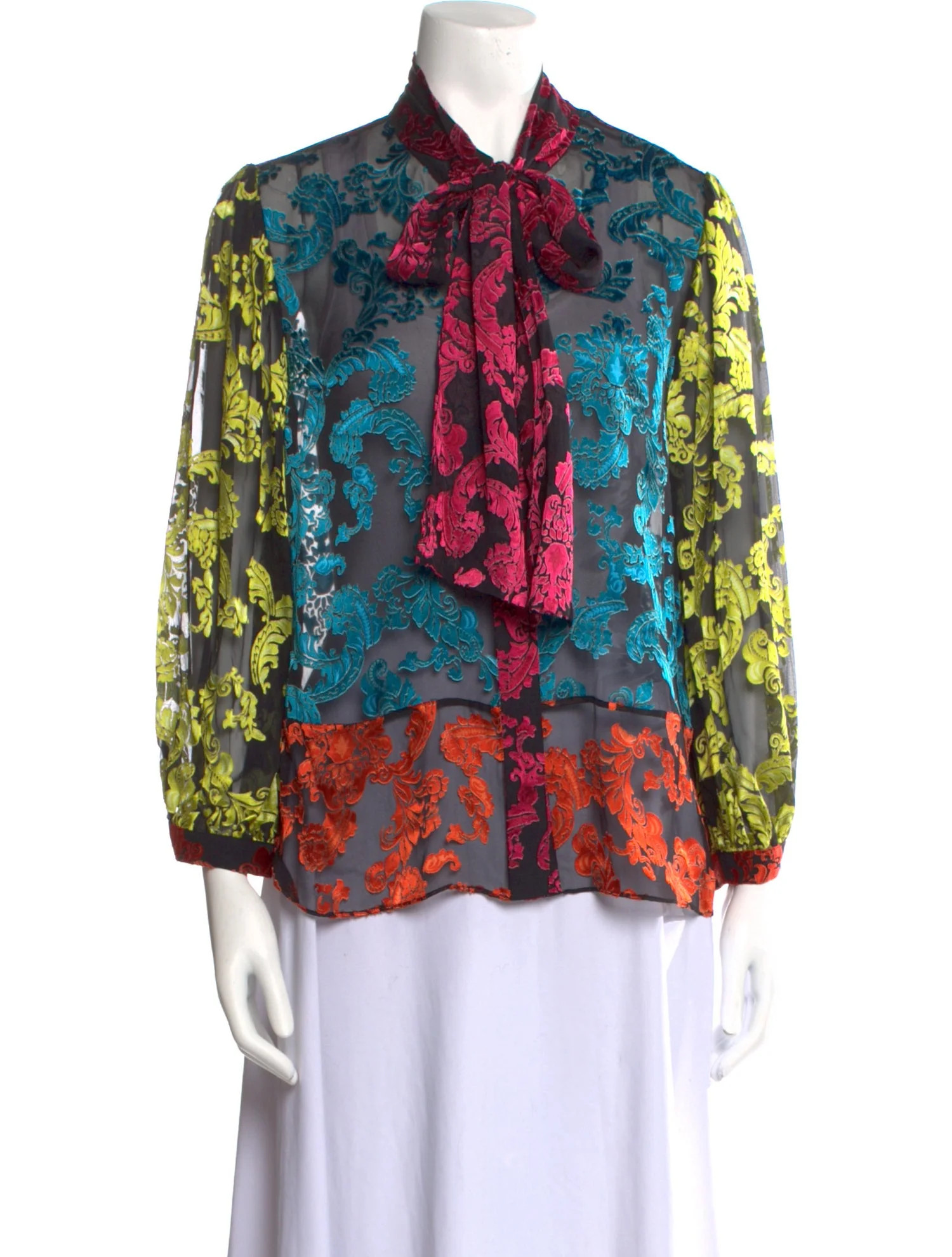 Floral Print Tie Neck Blouse w/ Tags | The RealReal