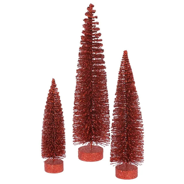 Vickerman 12"/16"/20" Red Glitter Oval Artificial Christmas Tree, Unlit - Walmart.com | Walmart (US)