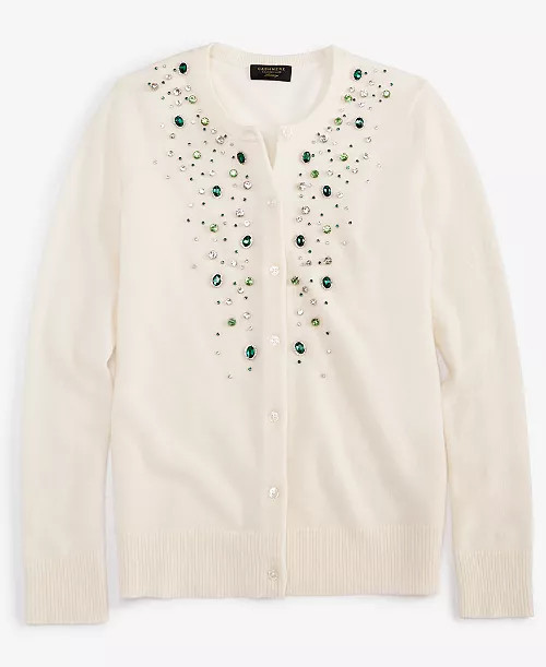 Charter Club Women's Cashmere Embellished Crewneck Cardigan, Created for Macy's  - Macy's | Macy's