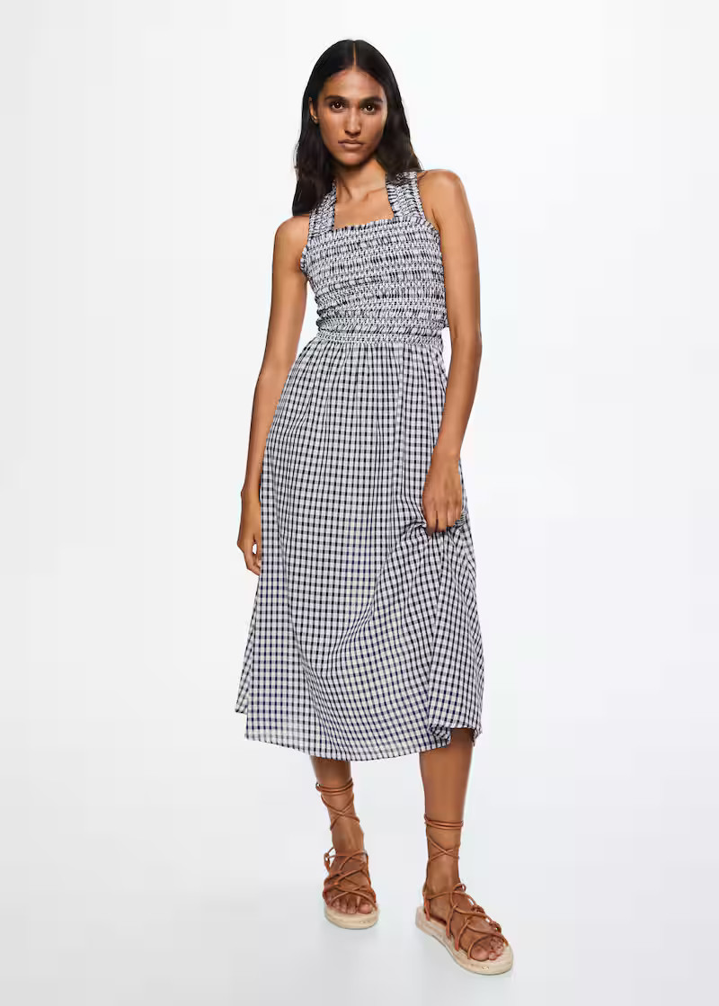 Gingham check cottoned dress -  Women | Mango USA | MANGO (US)