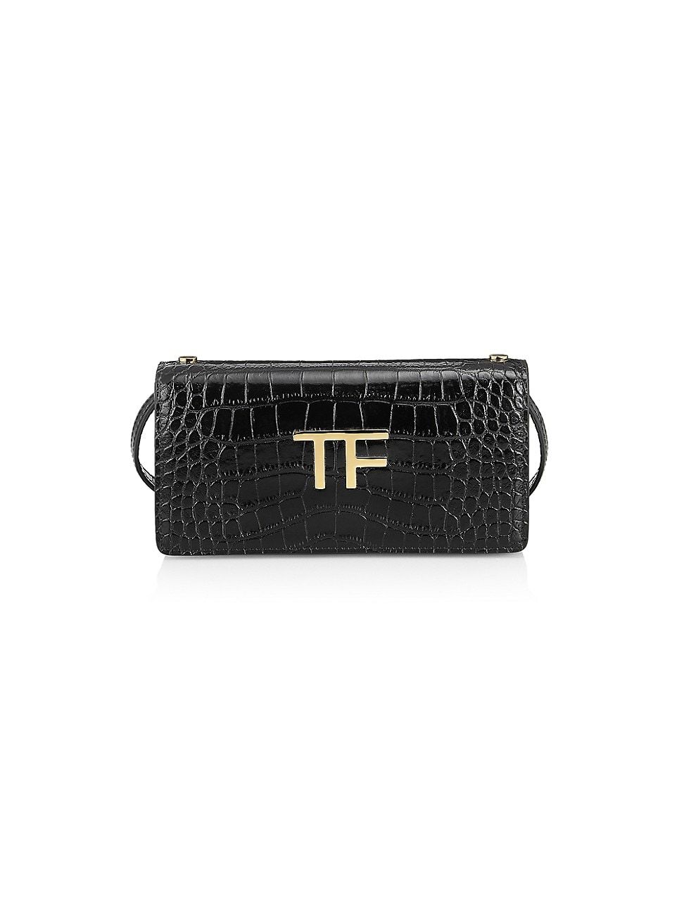 Women's Mini TF Croc-Embossed Leather Crossbody Bag - Black | Saks Fifth Avenue