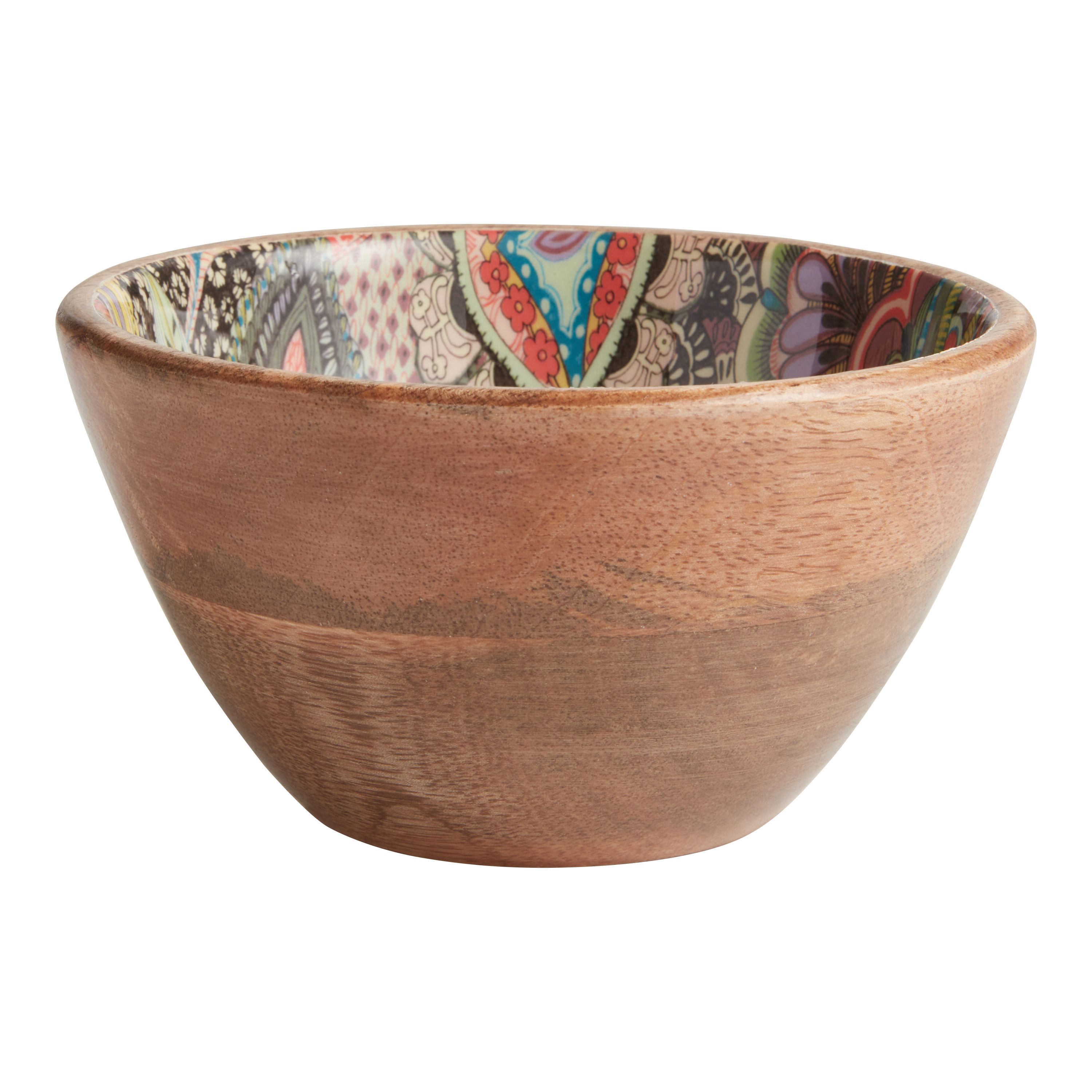 Janice Small Multicolor Enamel Wood Bowl | World Market