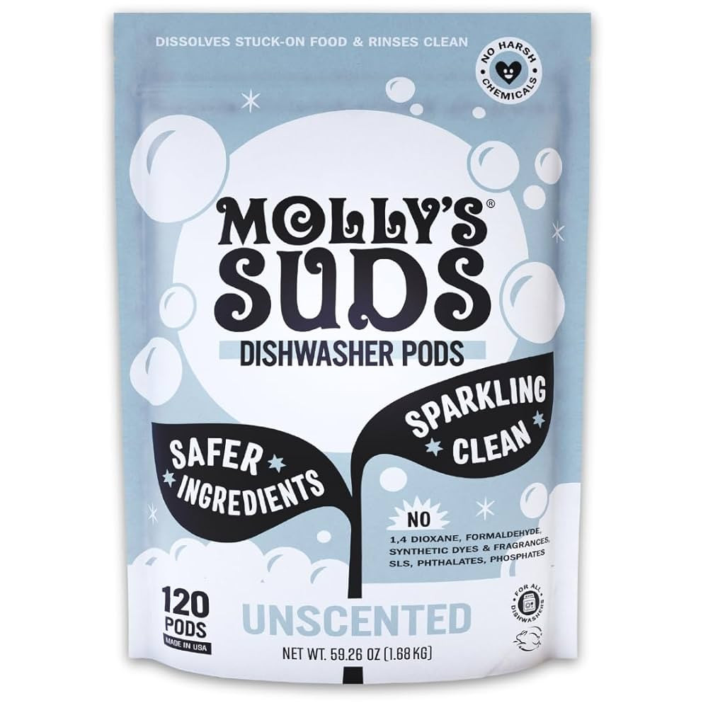 Molly's Suds Dishwasher Pods | Clean Dishwasher Detergent, Cuts Grease & Rinses Clean (Residue-Fr... | Amazon (US)
