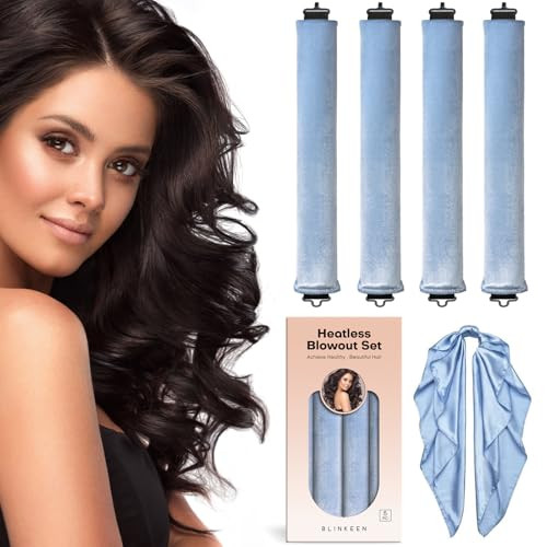 BLINKEEN Heatless Overnight Hair Curling Set with Scarf, Velvet Rods with Hook, No Heat Curlers All Hair Types, Jumbo Hair Rollers for Blowout Hair | Amazon (US)