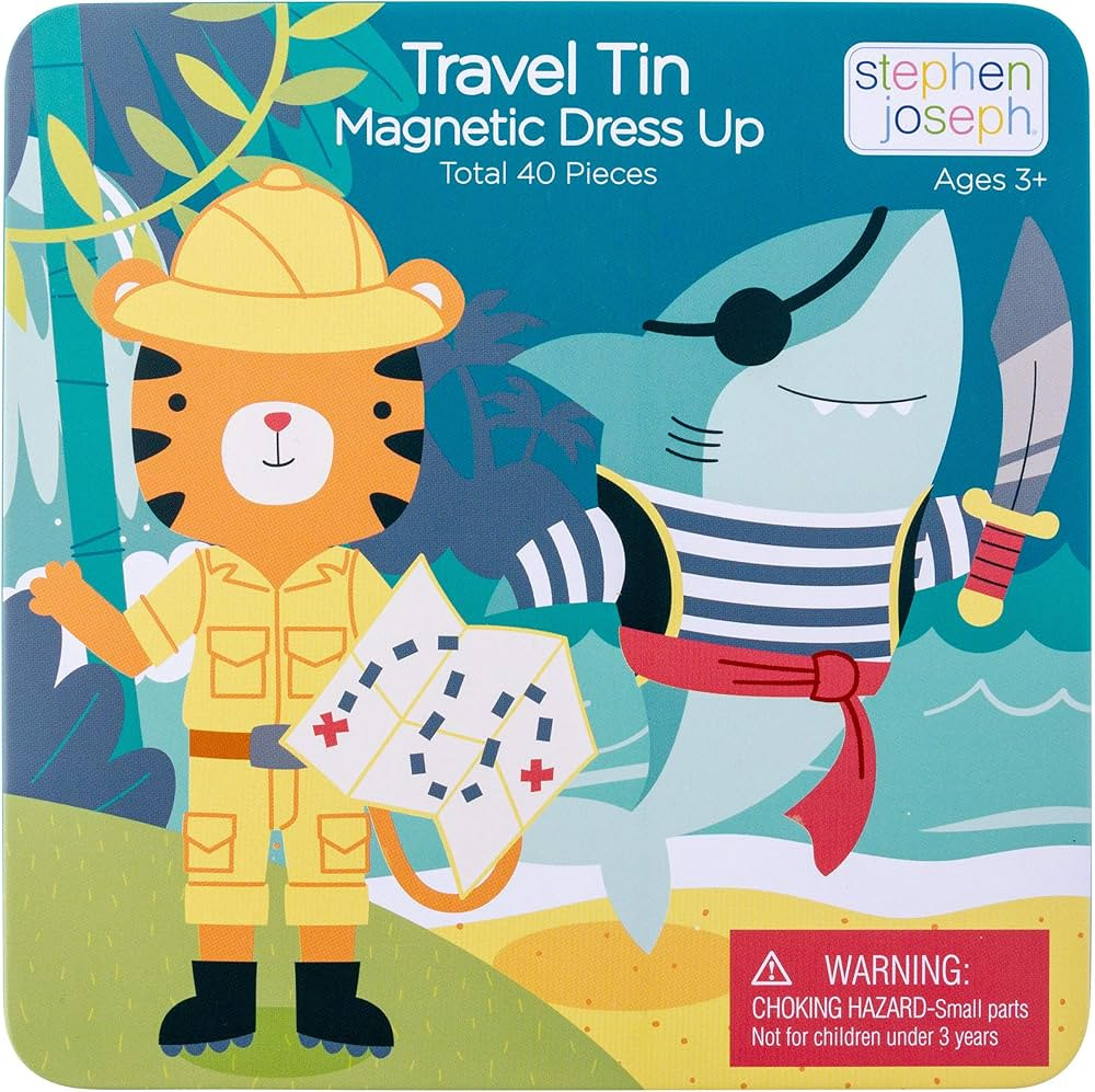 STEPHEN JOSEPH, Travel Tin Magnetic Dress Up, Shark and Tiger | Amazon (US)
