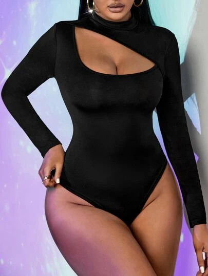 SHEIN SXY Cut Out Solid Bodysuit | SHEIN