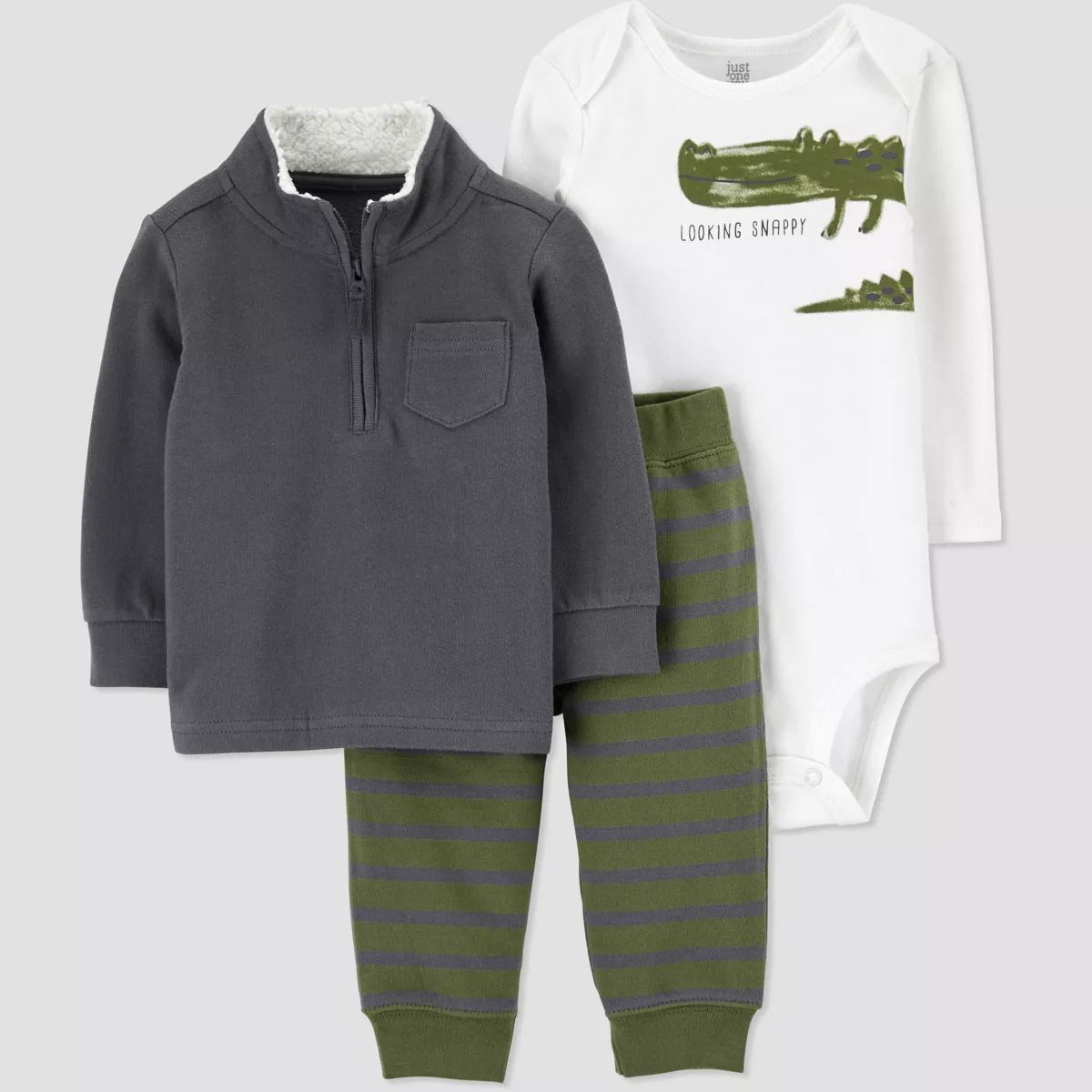 Carter's Just One You® Baby Boys' 3pc Gator Top & Bottom Set - Olive Green 12M | Target