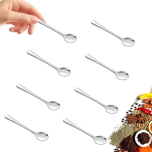 8 PCS Mini Spoons for Desserts, Honey, And Tasting, Small Stainless Steel Tiny Spoons for Spices, Salt, Sugar, Pepper, 2.95" Cute Condiment Scoops | Amazon (US)