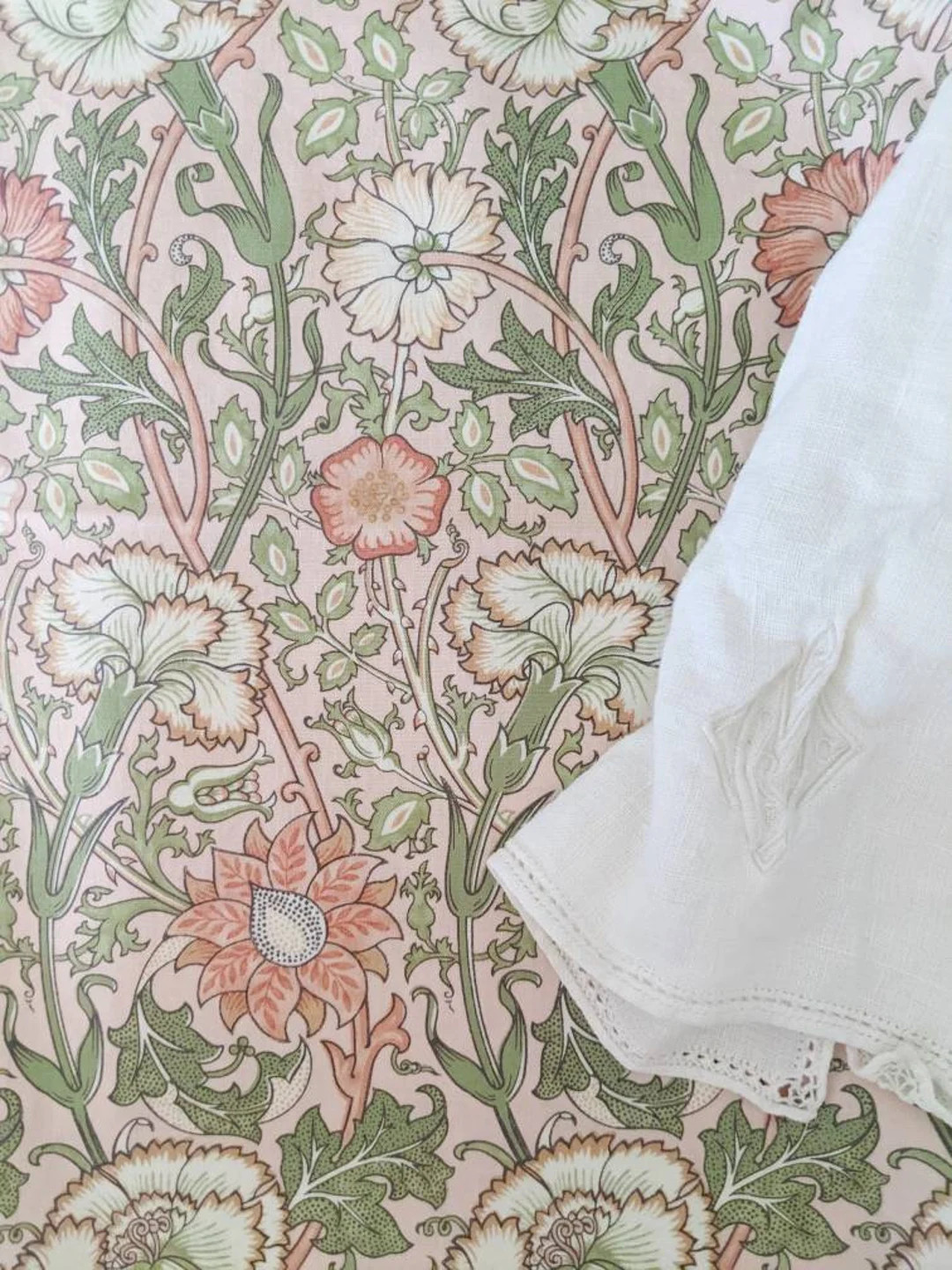 William Morris Baby Bedding Eucalyptus GREEN Pink Rose - Etsy | Etsy (US)