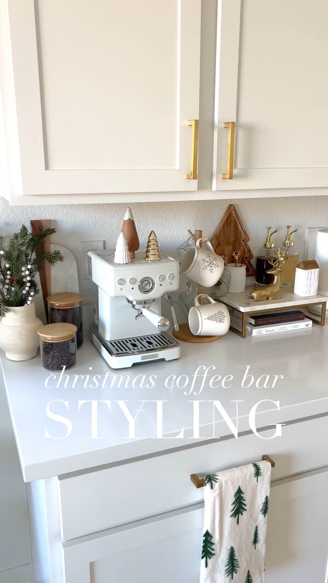Neutral minimalist Christmas coffee bar decor | Christmas coffee bar decor ideas, Christmas coffee bar styling, coffee bar Christmas decor, how to style a coffee bar for Christmas, Christmas coffee bar ideas, Christmas coffee station decor, neutral Christmas decor, minimalist Christmas decor, gold reindeer coffee spoons, gold holiday coffee spoons, holiday mugs, Christmas mugs, wood tree serving tray, wood holiday serving tray, mini ceramic trees, mini gold trees, mini ceramic houses, gold glass syrup dispensers, white espresso machine, white espresso maker, holiday coffee syrups, holiday stems, Christmas stems, Amazon Christmas decor, Amazon home decor, Target home decor, Target Christmas decor, neutral kitchen decor, neutral home decor



#liketkit #LTKHome #LTKSeasonal #LTKFindsUnder100 #LTKGiftGuide #LTKHoliday #LTKStyleTip #LTKSaleAlert #LTKFindsUnder50

#LTKSeasonal #LTKWatchNow