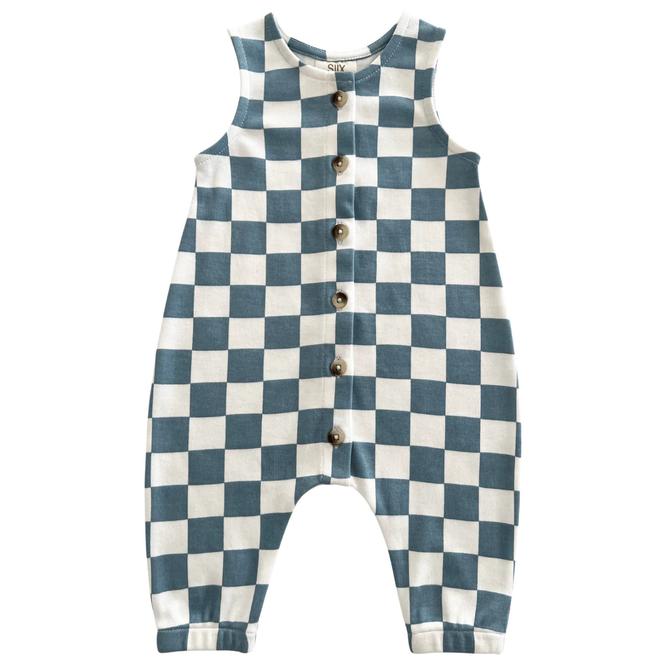 Blueberry Muffin Checkerboard / Organic Bay Jumpsuit | SpearmintLOVE