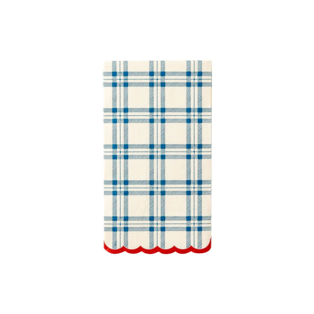 Blue Scallop Plaid Paper Dinner Napkin | My Mind's Eye