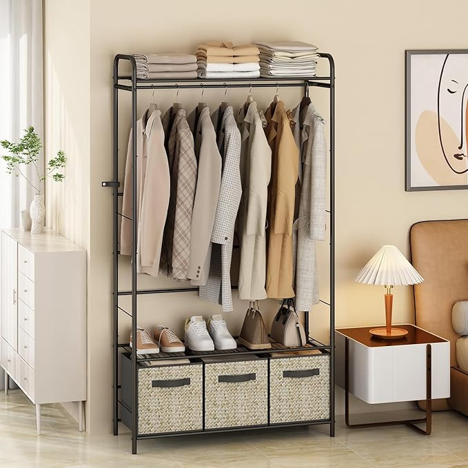 Wisdom Star Garment Rack with 3 Boxes for Hanging Clothes, Free-Standing Garment Rack with Shelve... | Amazon (CA)
