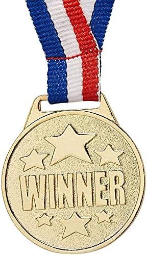 Juvale 12 Pack Winner Gold Medals for Kids, Award Ribbons, Participation Trophies (1.5 in Diamete... | Amazon (US)