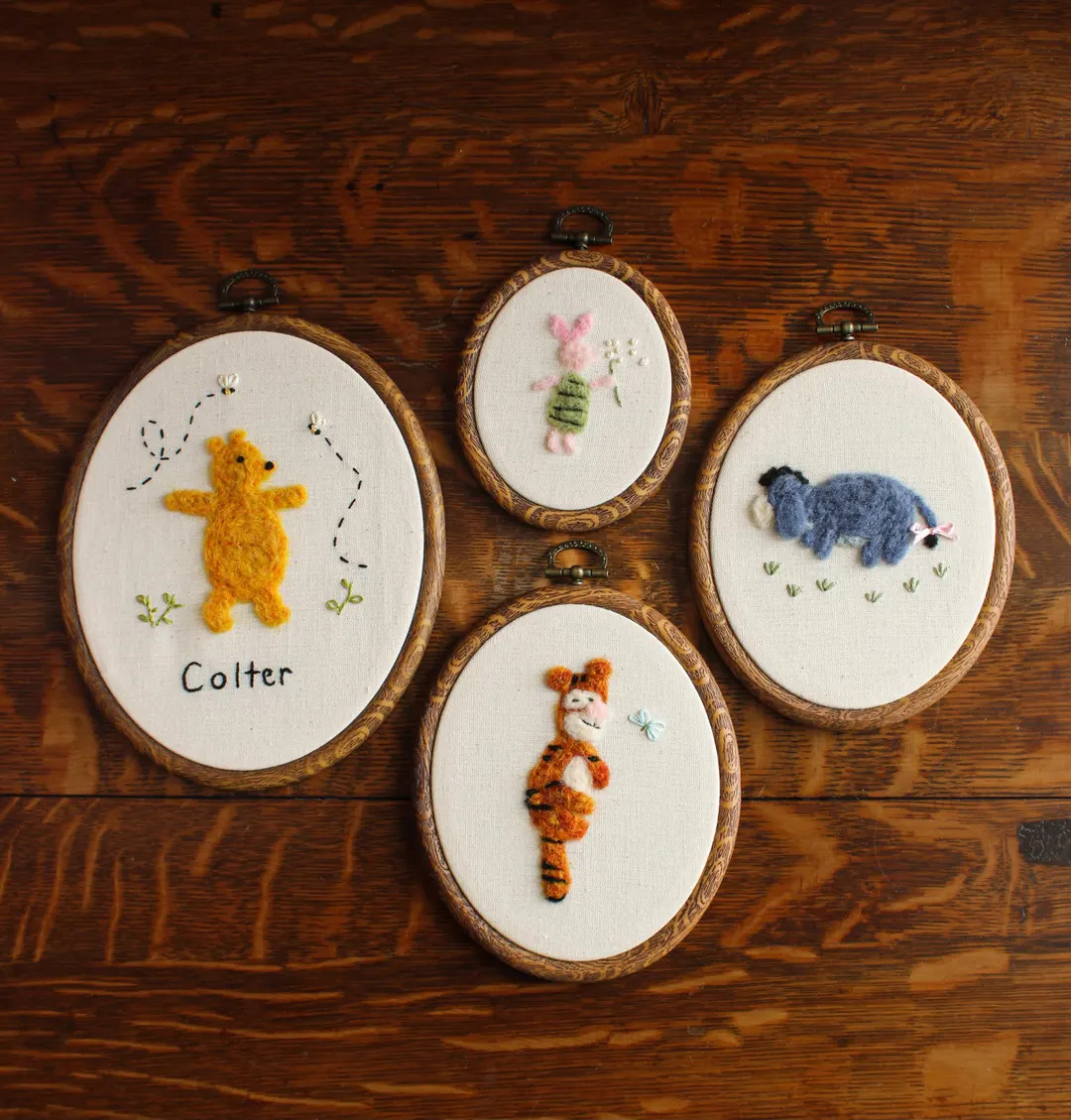 Individual Felted Winnie The Pooh Characters - Custom Piglet, Eeyore, Tigger Nursery Wall Decor -... | Etsy (US)