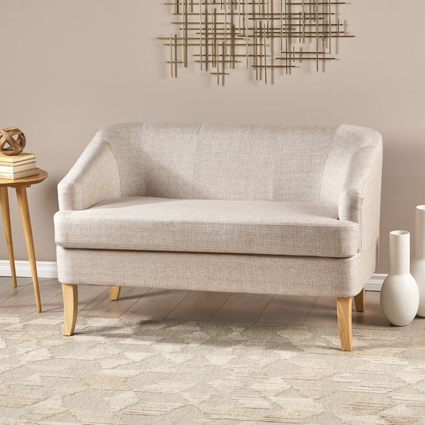 Noble House Mid Century Modern Fabric Upholstered Loveseat,Beige - Walmart.com | Walmart (US)