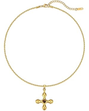 NUZON 2-Tone Interlocking | Sunburst Heart | CZ Evil Eye | Single Pearl | Love Heart Pendant Neck... | Amazon (US)