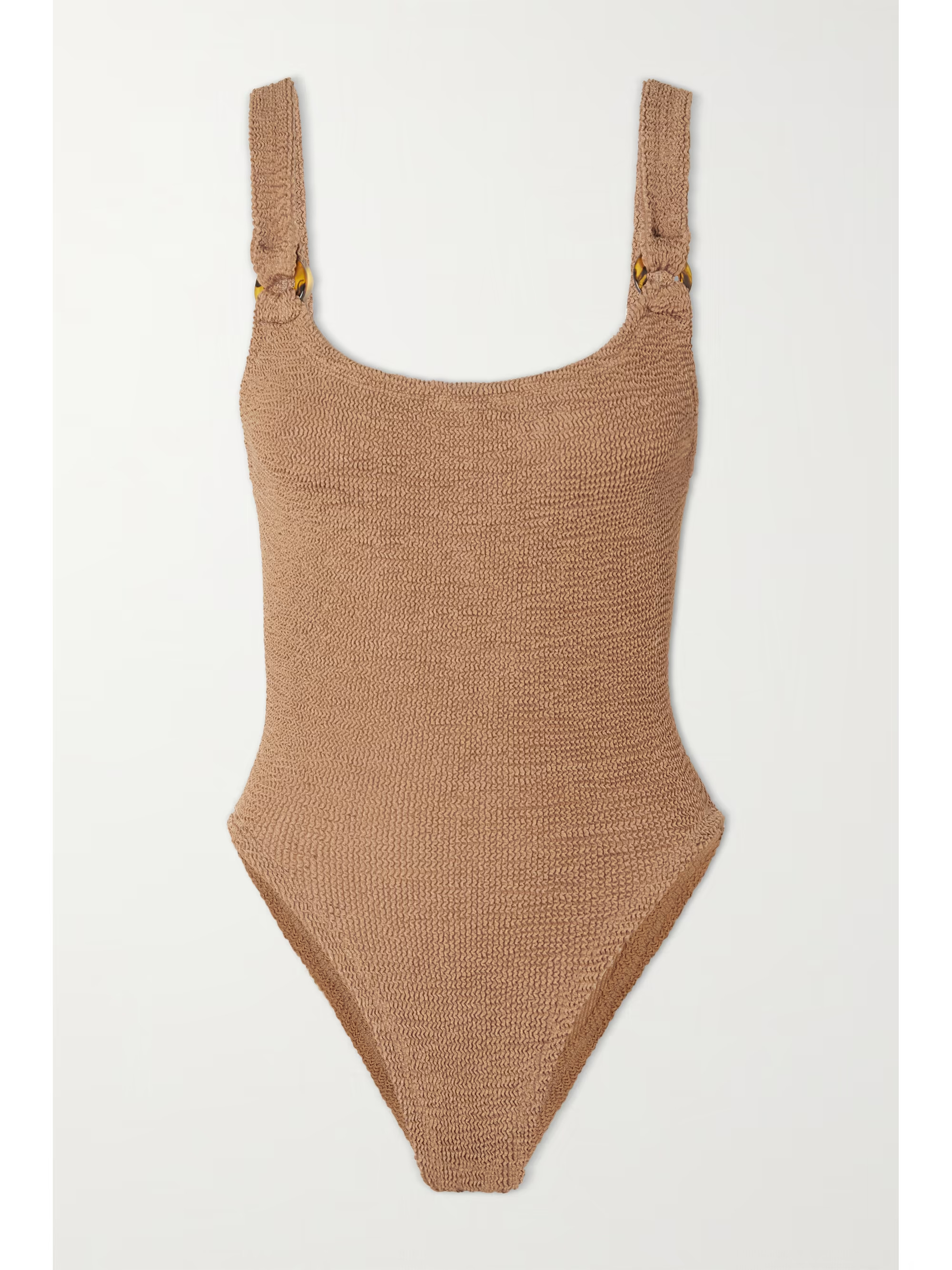 + NET SUSTAIN Domino embellished seersucker swimsuit | NET-A-PORTER (UK & EU)