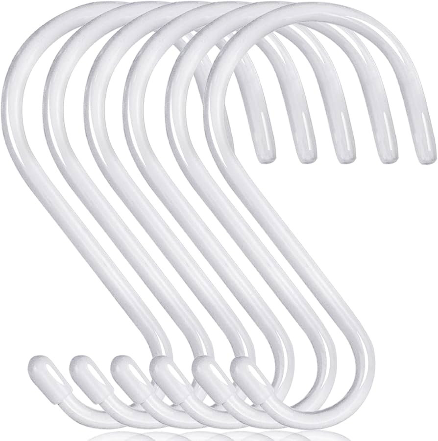 DINGEE 6 inch Non Slip Rubber Coated White S Hook Heavy Duty,6 Pack Large Vinyl Coated S Hooks, M... | Amazon (US)
