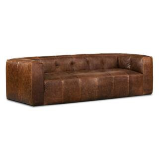 Capa 92 in. Square Arm 3-Seater Sofa in Chocolate Brown | The Home Depot