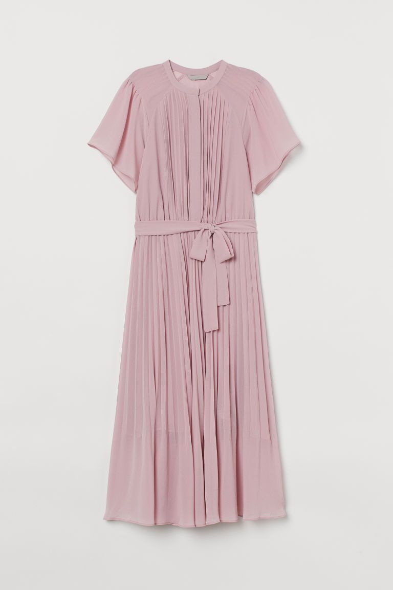 H & M - Pleated Chiffon Dress - Pink | H&M (US + CA)