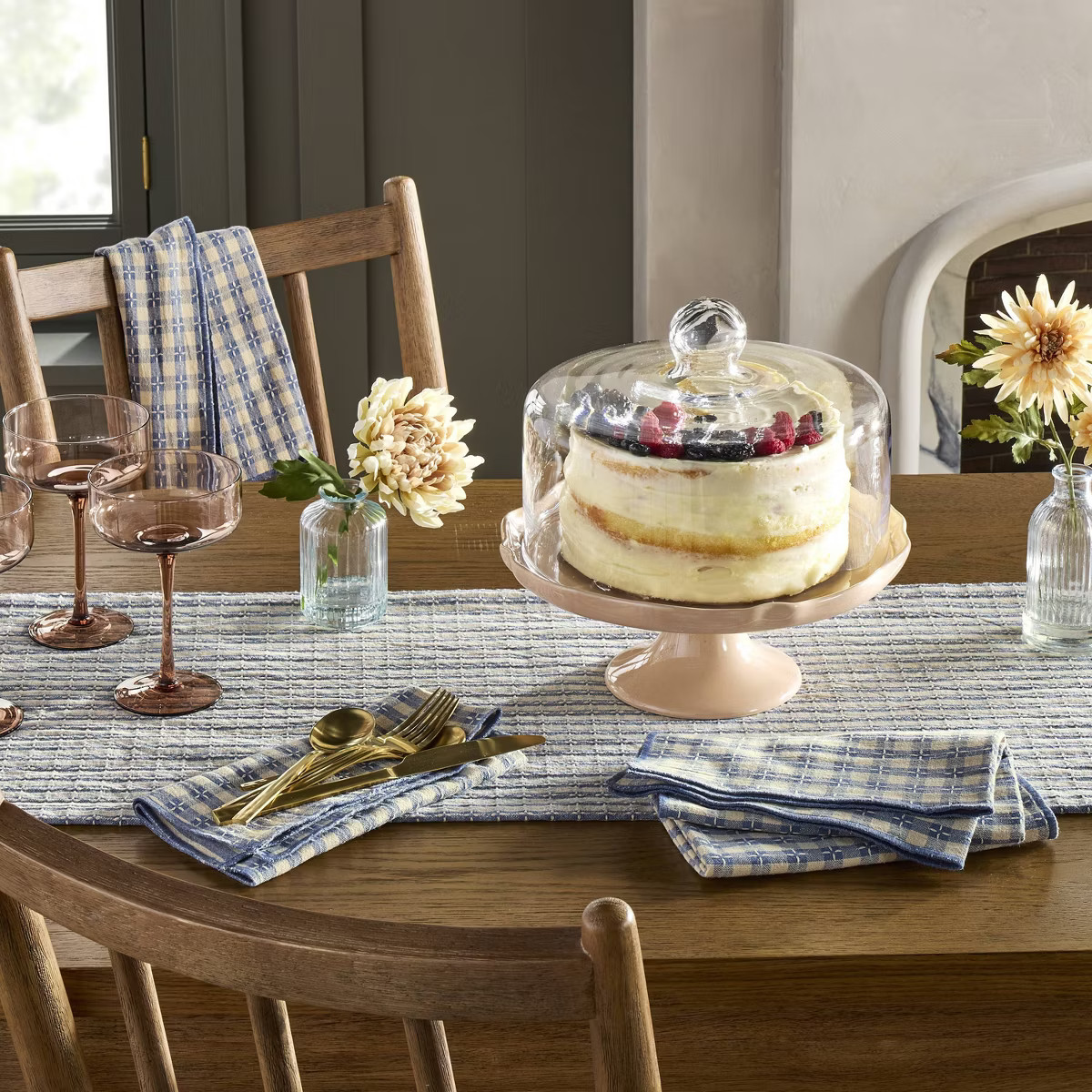 Scalloped Stoneware Covered Dessert Stand Blush - Hearth & Hand™ with Magnolia | Target