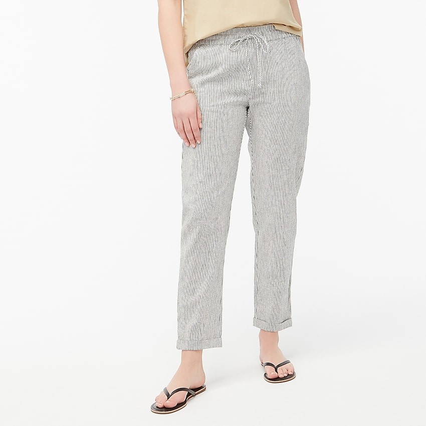 Striped linen-cotton drawstring pant | J.Crew Factory