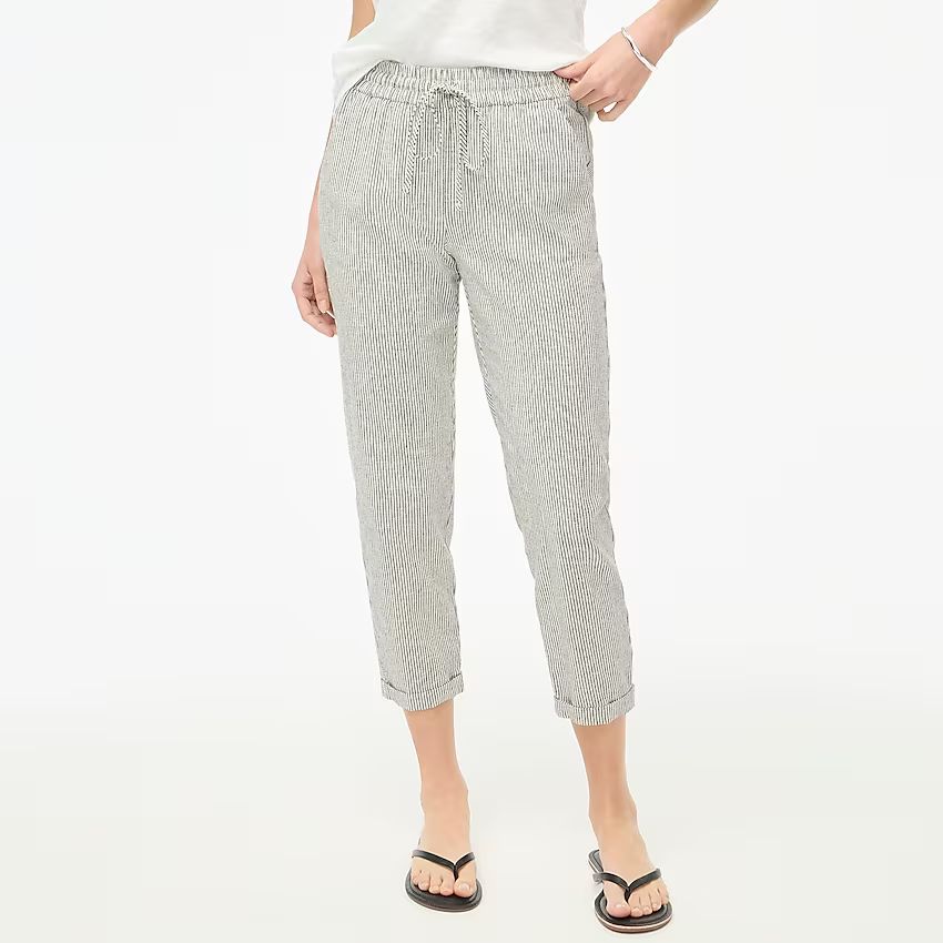 Striped linen-cotton drawstring pant | J.Crew Factory