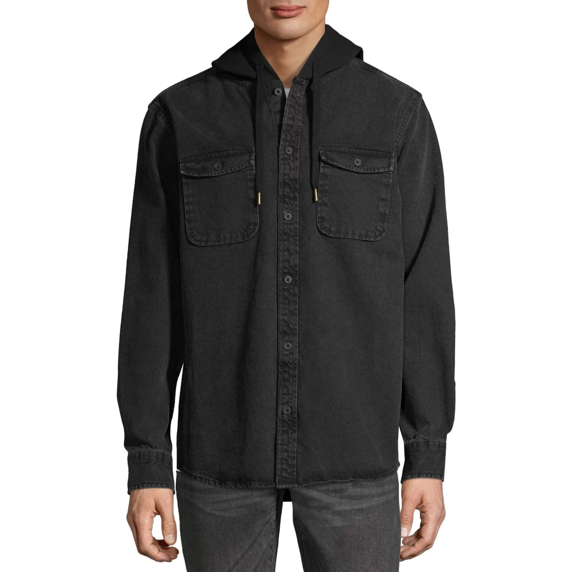 No Boundaries Men's Fleece Hooded Shirt Jacket, Up to Size 5XL - Walmart.com | Walmart (US)