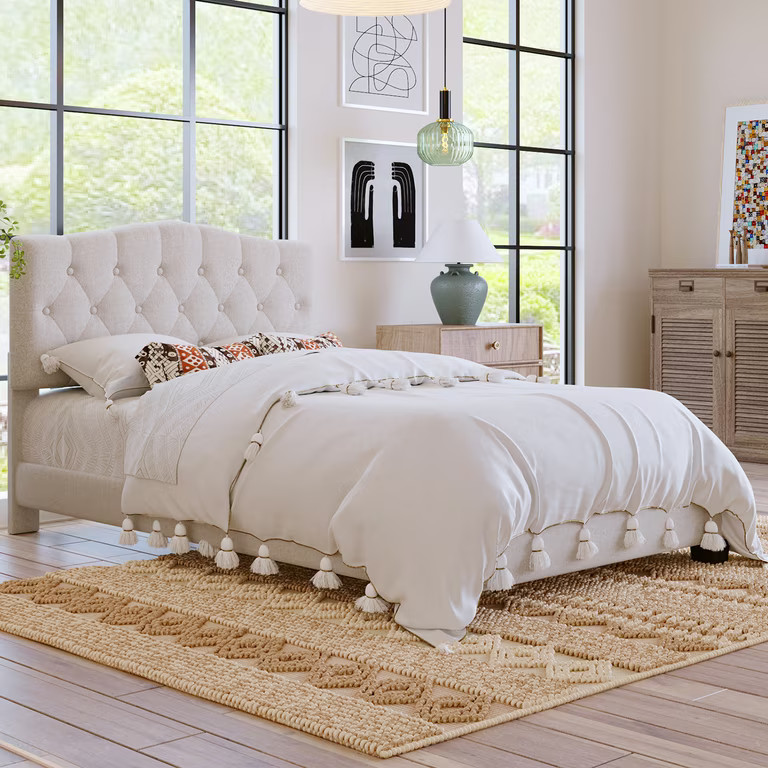 Modstyle Upholstered Bed Full Platform Bed Frame with Headboard for Bedroom | Walmart (US)