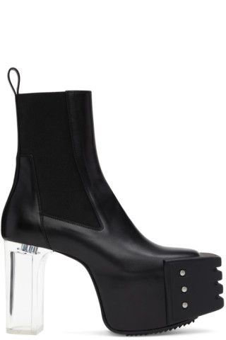 Black Grilled Platform Chelsea Boots | SSENSE
