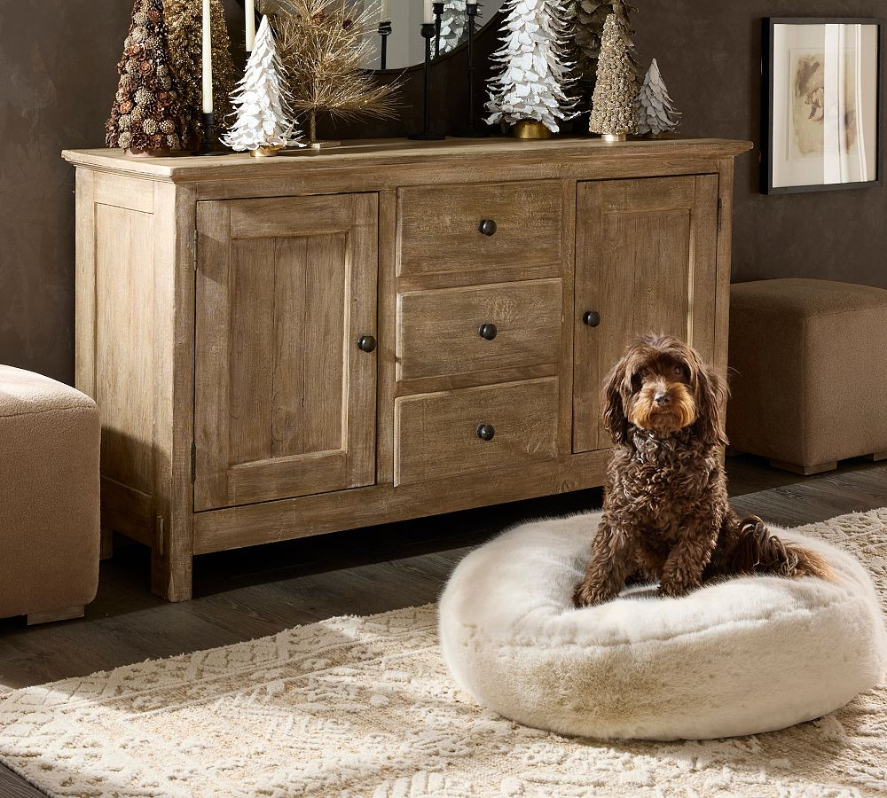 Mink Faux Fur Round Pet Bed | Pottery Barn (US)