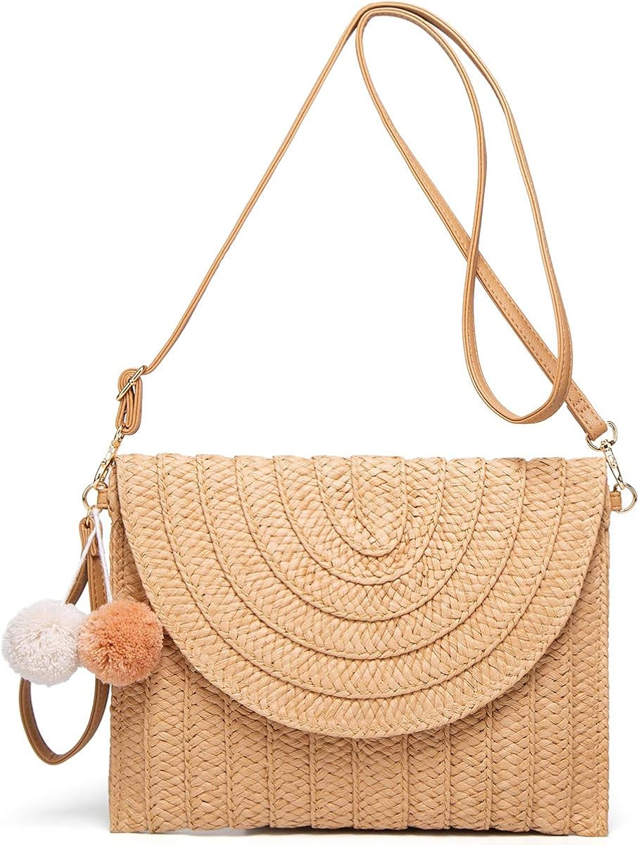 Straw Clutch For Women, Womens Summer Straw Clutch Bohemian Beach Hand Wrist Clutch | Amazon (US)