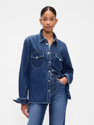Relaxed Denim Western Shirt | Gap Factory
