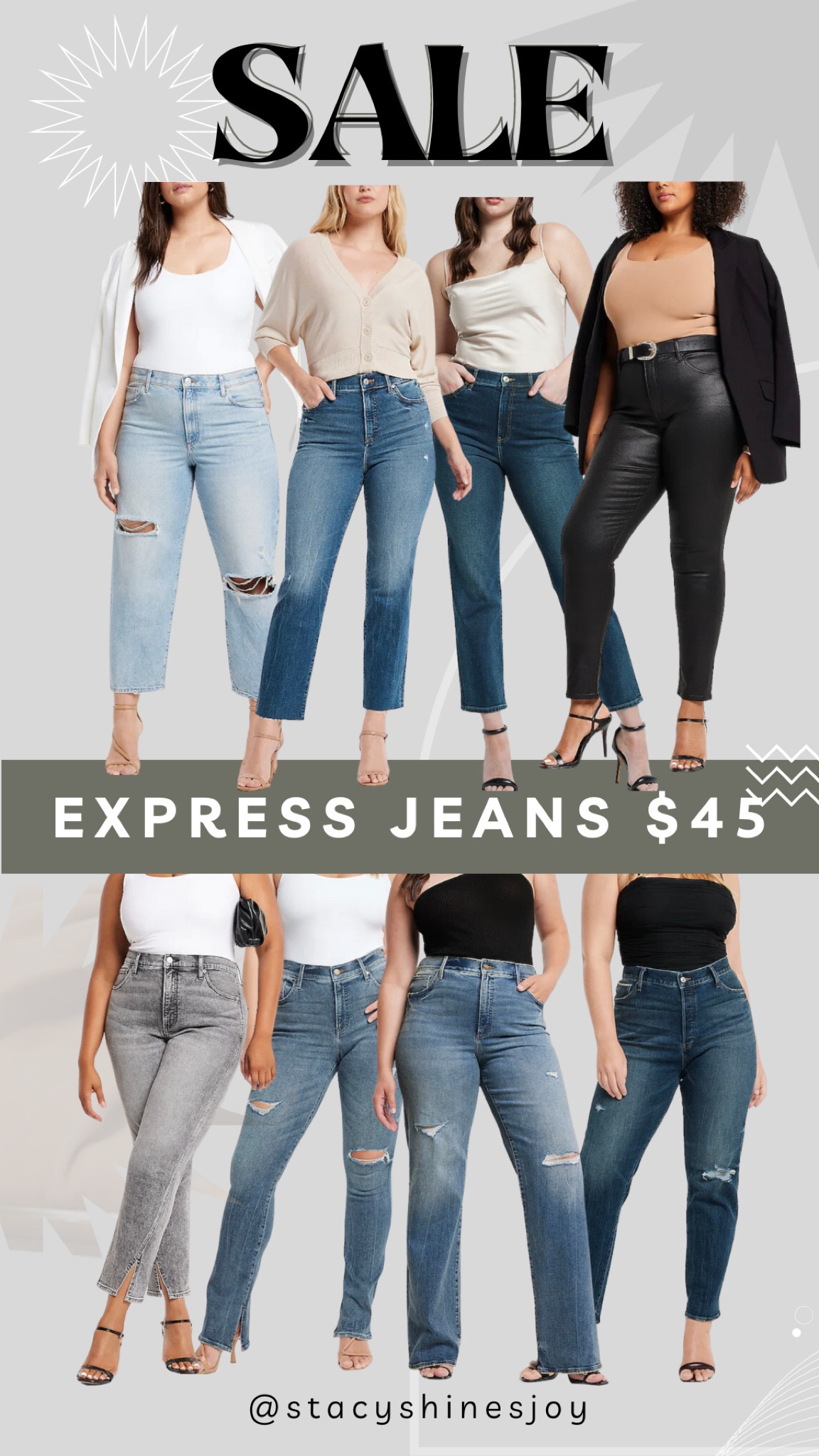 STEAL on express jeans! $45 and some regular price are over $145! I picked my favs from wide leg to flare to straight and skinny. 

Non stretch I get a 16, stretch I get a 14! 

#LTKunder50 #LTKstyletip #LTKsalealert