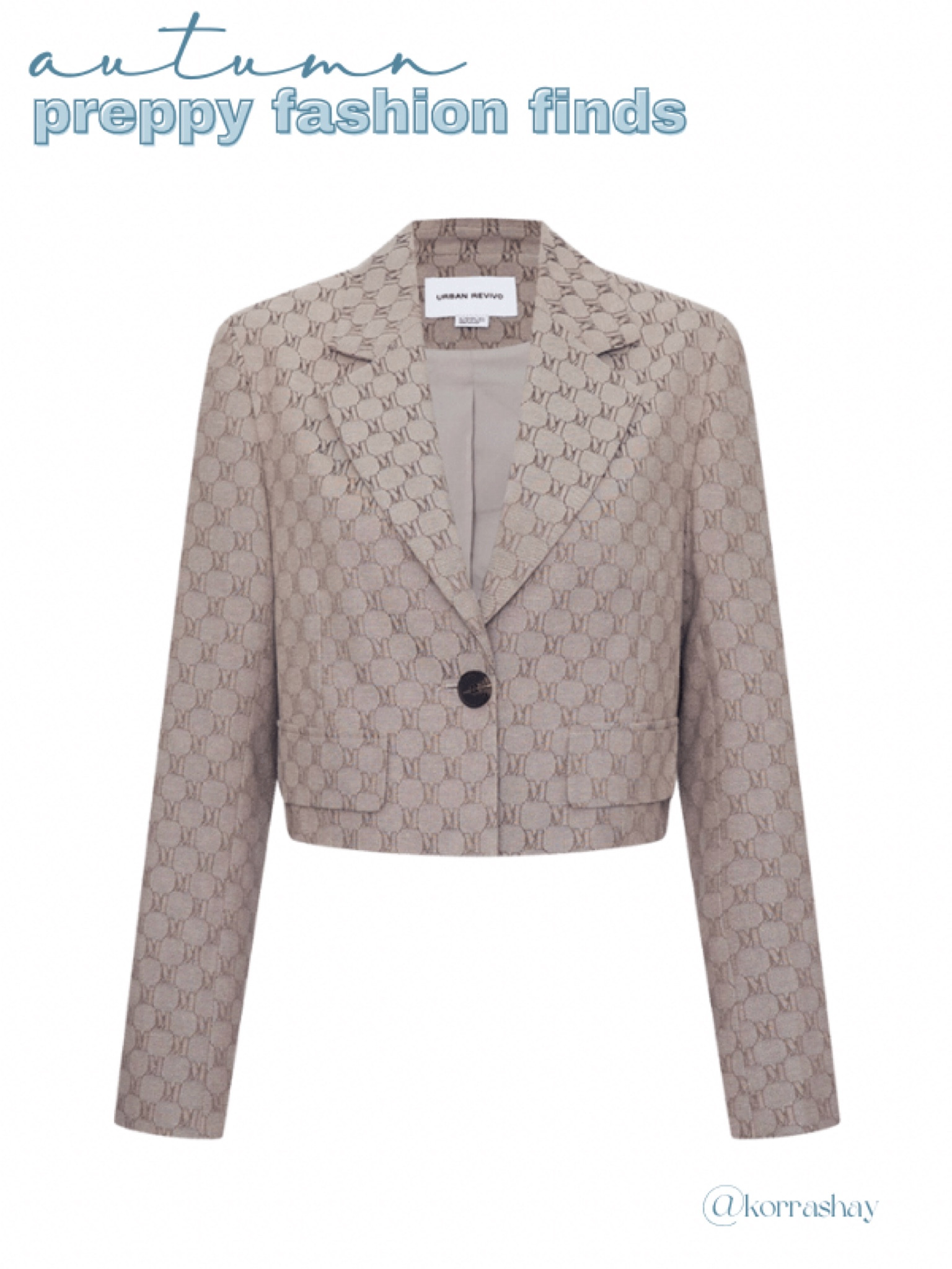 Preppy fall fashion finds!
Cropped monogram pattern blazer

🏷
Preppy fall fashion, preppy fall outfits, fall fashion finds, fall fashion ideas, thanksgiving outfit ideas, preppy fashion Inspo 

#LTKSeasonal #LTKworkwear #LTKfit