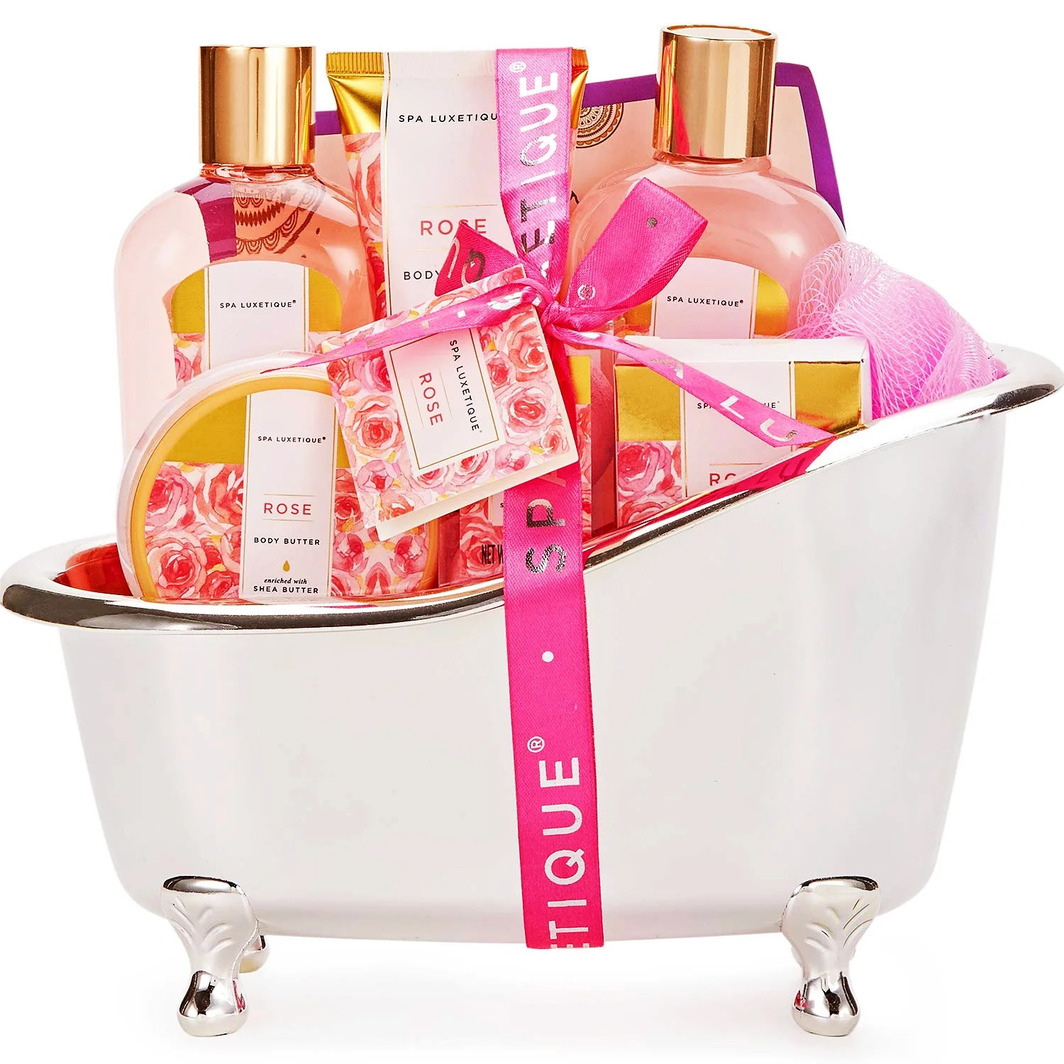 Spa Gift Baskets for Women - 9 Pcs Rose Bath Gift Kits, Birthday Holiday Beauty Body Care Valenti... | Walmart (US)