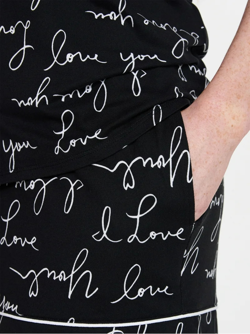 Joyspun Women's Dreamy Soft Collection Notch Top and Shorts Pajama Set, 2-Piece, Sizes XS-3X | Walmart (US)