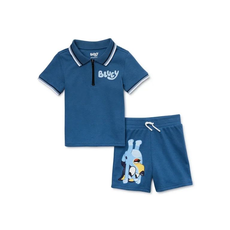 Bluey Toddler Boys Short Sleeve Polo Top and Shorts Set, 2-Piece, Sizes 2T-4T | Walmart (US)