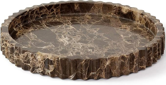 Natural Marble Tray for Bathroom, Dark Brown, Round, 11 Inch | Amazon (US)