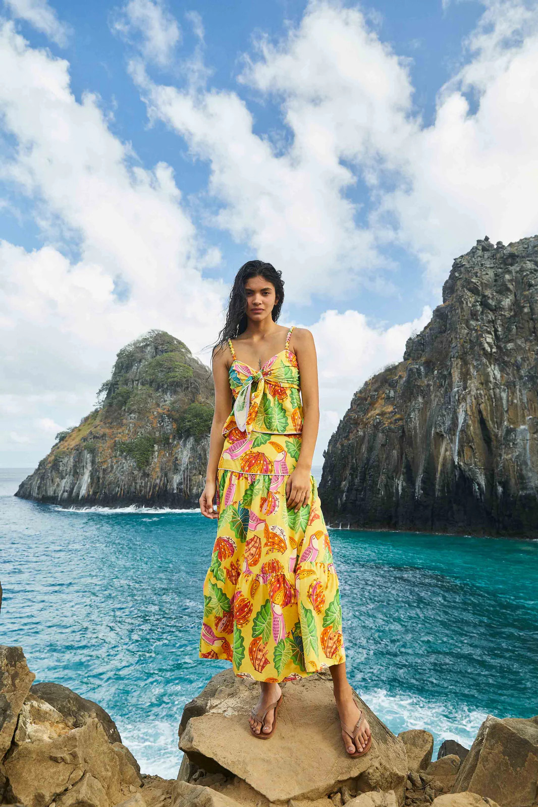 Yellow Beaks & Bananas Maxi Skirt | FarmRio (US)