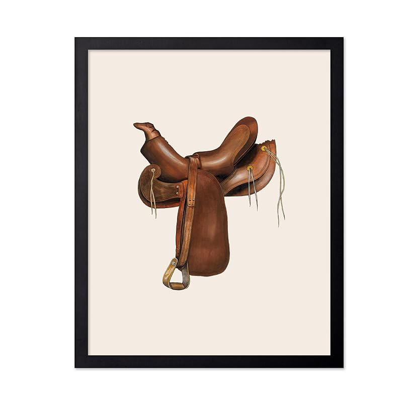 Monem Art Vintage Horse Saddle Poster - Retro Cowboy Print - Leather Saddle Art - Horse Riding Ar... | Amazon (US)