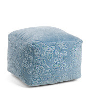 20x14 Soft Embroidered Velvet Pouf | TJ Maxx