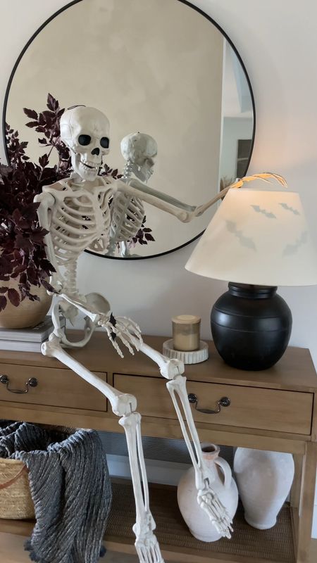 Simple Halloween decor! Including this 5ft skeleton whose under $40! Tall Halloween skeleton. Halloween decor. Halloween bats. Subtle Halloween console table  

#LTKHalloween #LTKSeasonal #LTKhome