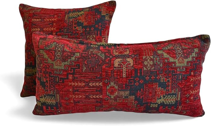 Kilim Designed Machine Woven Fabric Pillow Cover Soft Ethnic Pattern Lumbar Pillow Cover Oriental... | Amazon (US)