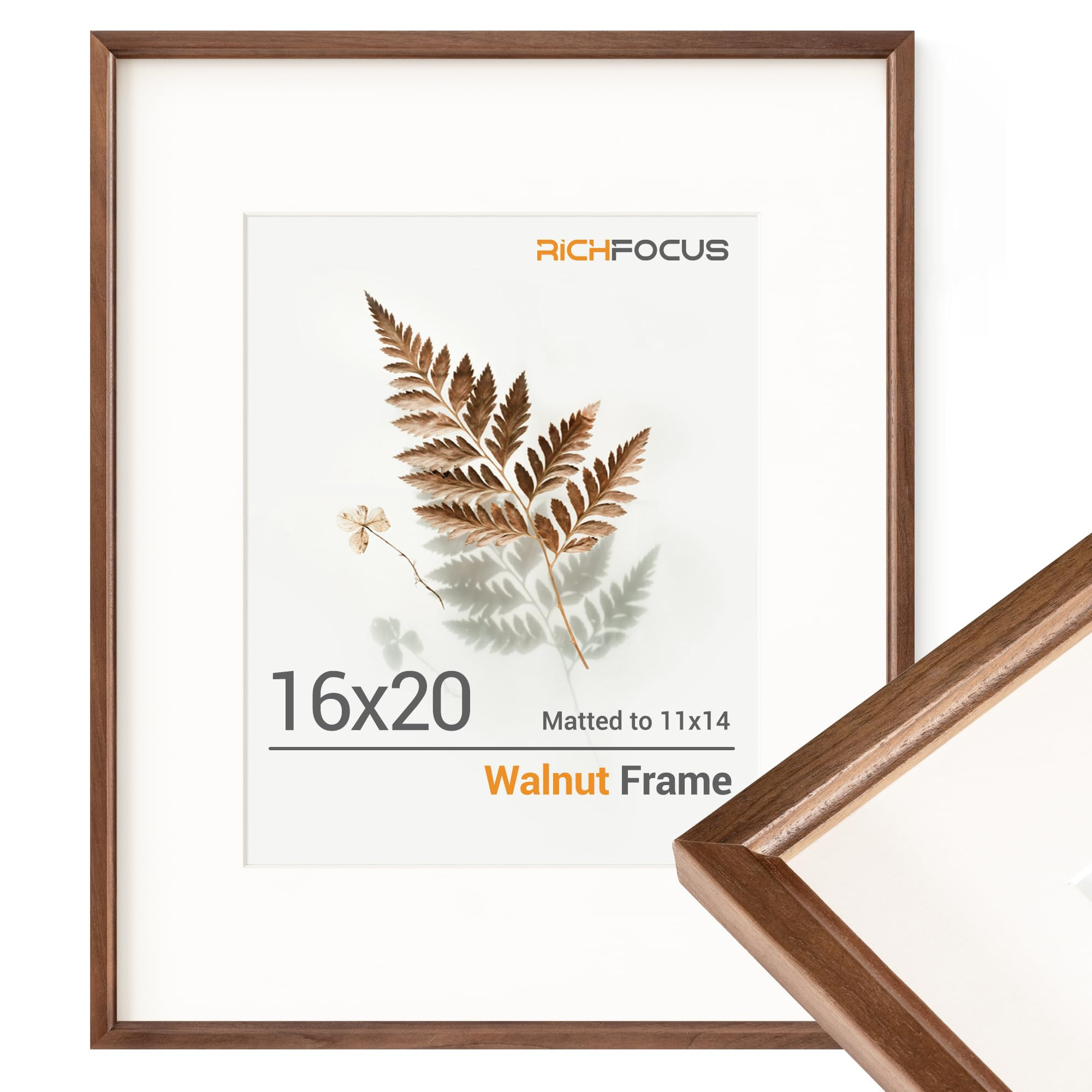 16x20 Picture Frame Matted to 11x14 Photo USA-Sourced Natural Walnut Wood 16 by 20 Poster Frame w... | Amazon (US)