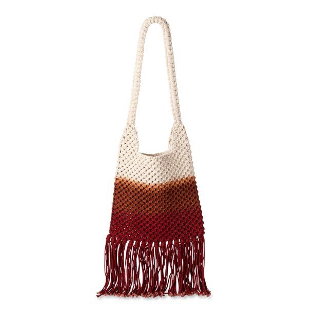 Time and Tru Crochet Tote with Fringe Detailing | Walmart (US)