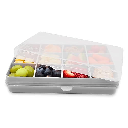 melii Snackle Box – 12-Compartment Divided Snack Container, BPA-Free Food Storage, Removable Dividers, Perfect for Kids Snacks, Arts & Crafts, Beads, and Kitchen Organization (Grey) | Amazon (US)